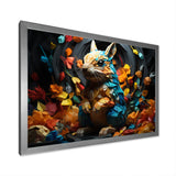 Colorful Squirrel Squirrels Antics Geometric - Squirrel Framed Canvas Art