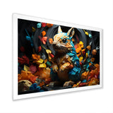 Colorful Squirrel Squirrels Antics Geometric - Squirrel Framed Canvas Art