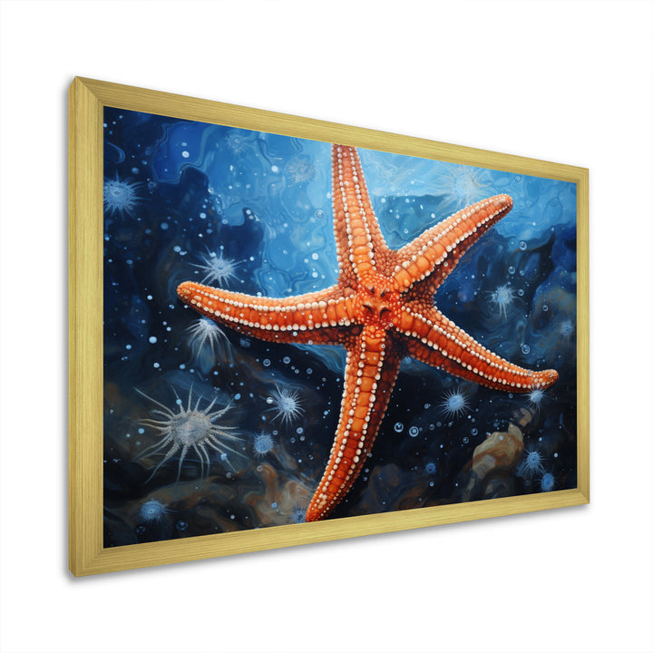 Coral Starfish Underwater - Starfish Living Room Wall Art
