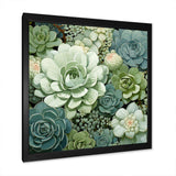 Green Succulents Flowers Serene Succulents IV - Floral Canvas Wall Art