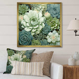 Green Succulents Flowers Serene Succulents IV - Floral Canvas Wall Art