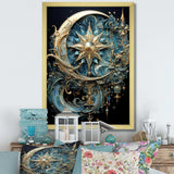 Symbols Crescent Moon And Stars - Fantasy Canvas Wall Art