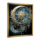 Symbols Crescent Moon And Stars - Fantasy Canvas Wall Art