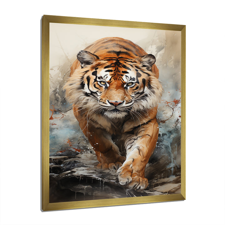 Tiger Descending From The Mountain - Tiger Canvas Wall Art