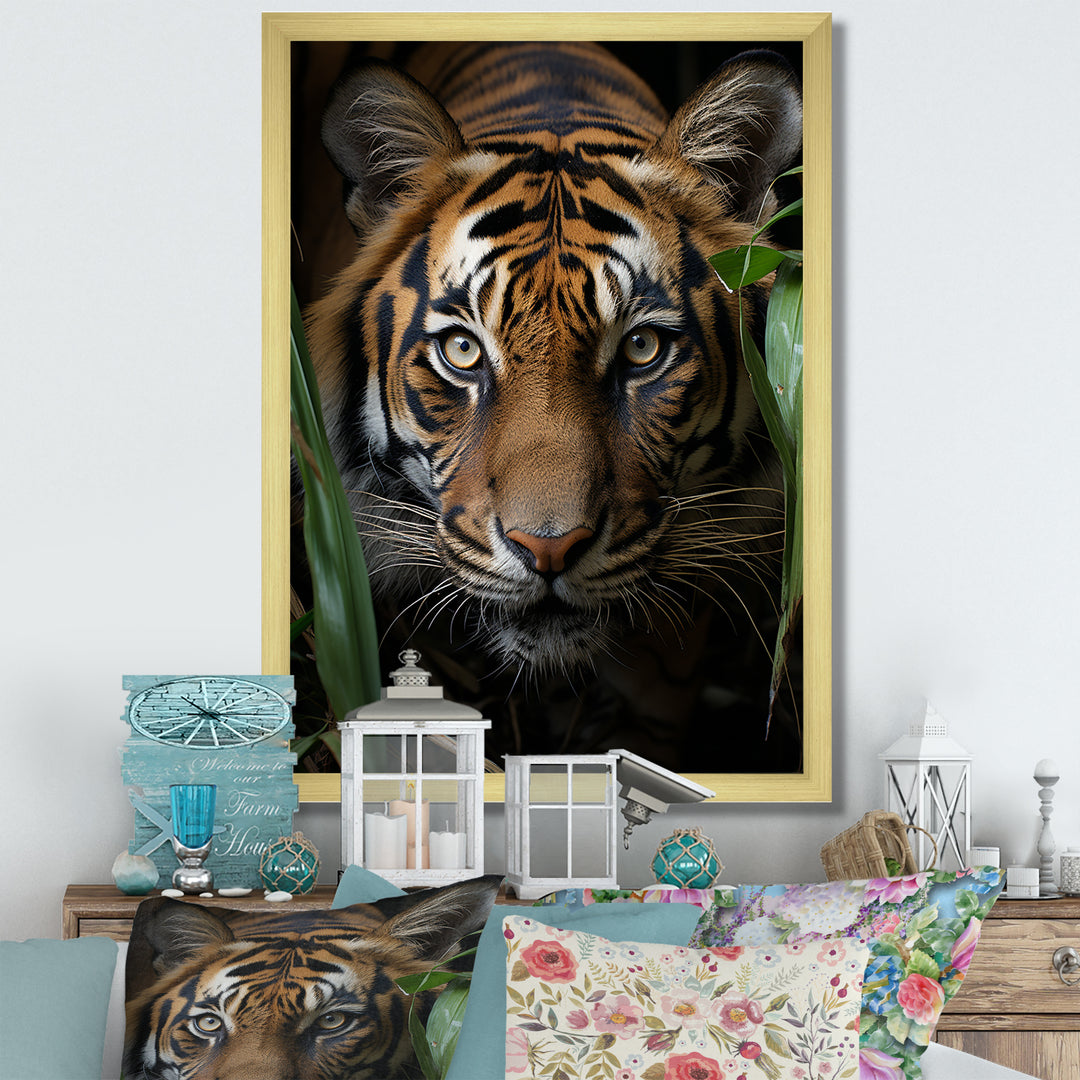 Tiger Portrait Vibrant - Tiger Large Canvas Wall Art