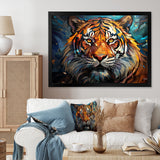 Tiger Roaring Majesty Geometric - Tiger Bedroom Wall Art