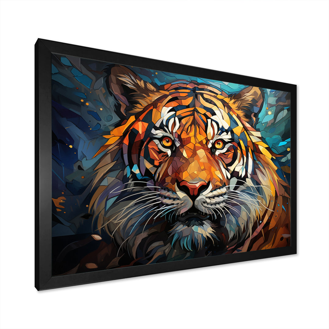 Tiger Roaring Majesty Geometric - Tiger Bedroom Wall Art