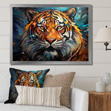 Tiger Roaring Majesty Geometric - Tiger Bedroom Wall Art