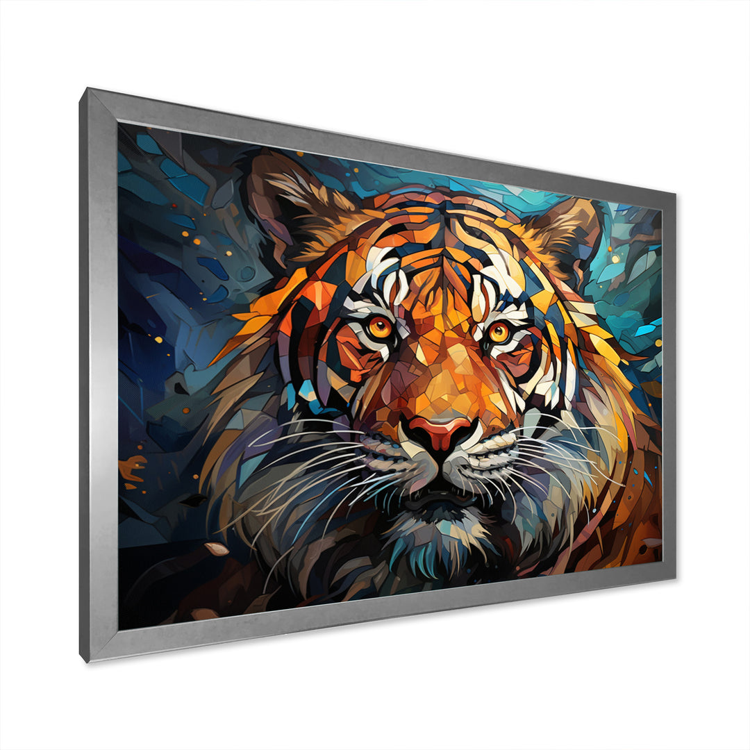 Tiger Roaring Majesty Geometric - Tiger Bedroom Wall Art