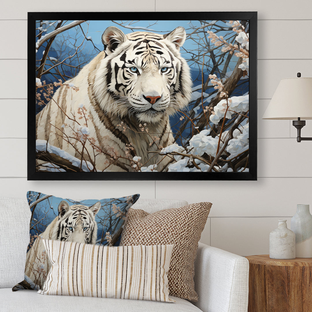 Snow Tiger Roaring Majesty Pastoral - Tiger Canvas Wall Art