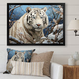 Snow Tiger Roaring Majesty Pastoral - Tiger Canvas Wall Art