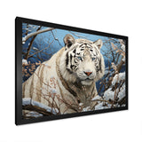 Snow Tiger Roaring Majesty Pastoral - Tiger Canvas Wall Art