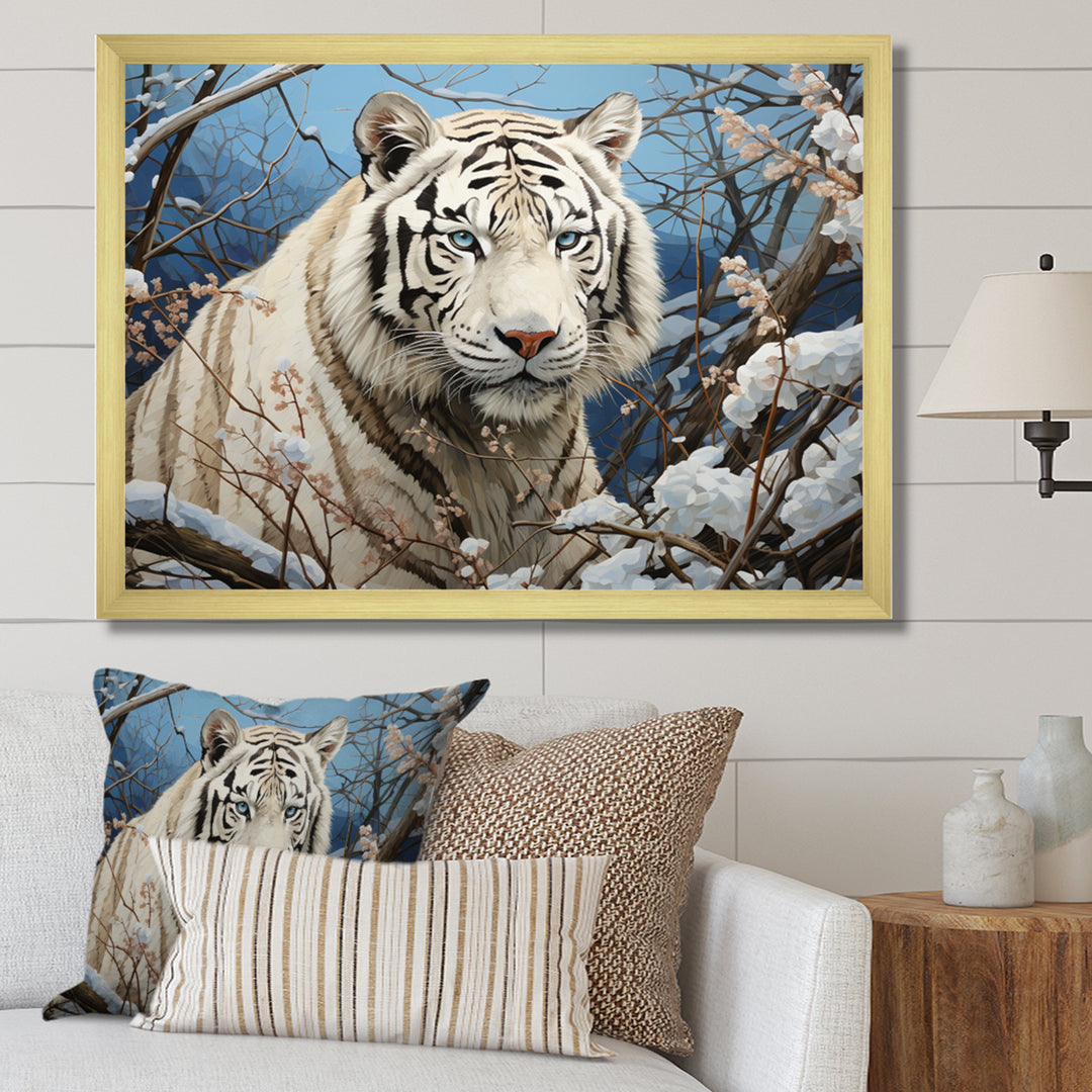 Snow Tiger Roaring Majesty Pastoral - Tiger Canvas Wall Art