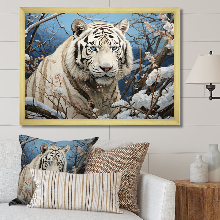 Snow Tiger Roaring Majesty Pastoral - Tiger Canvas Wall Art