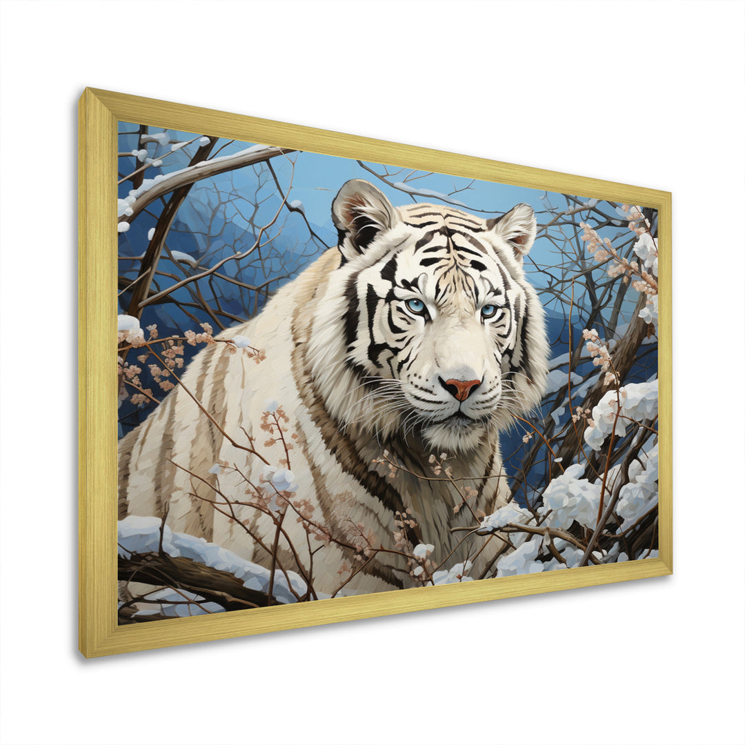 Snow Tiger Roaring Majesty Pastoral - Tiger Canvas Wall Art