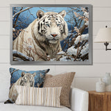 Snow Tiger Roaring Majesty Pastoral - Tiger Canvas Wall Art