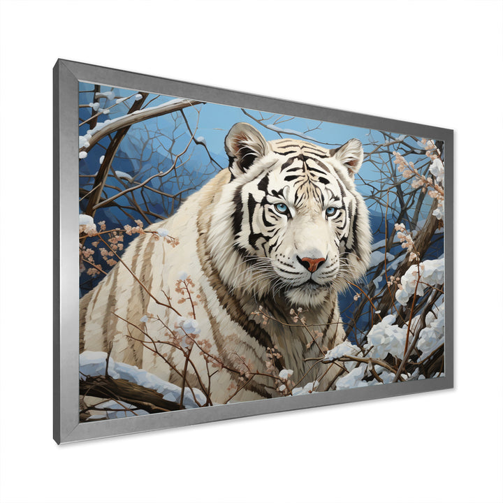 Snow Tiger Roaring Majesty Pastoral - Tiger Canvas Wall Art