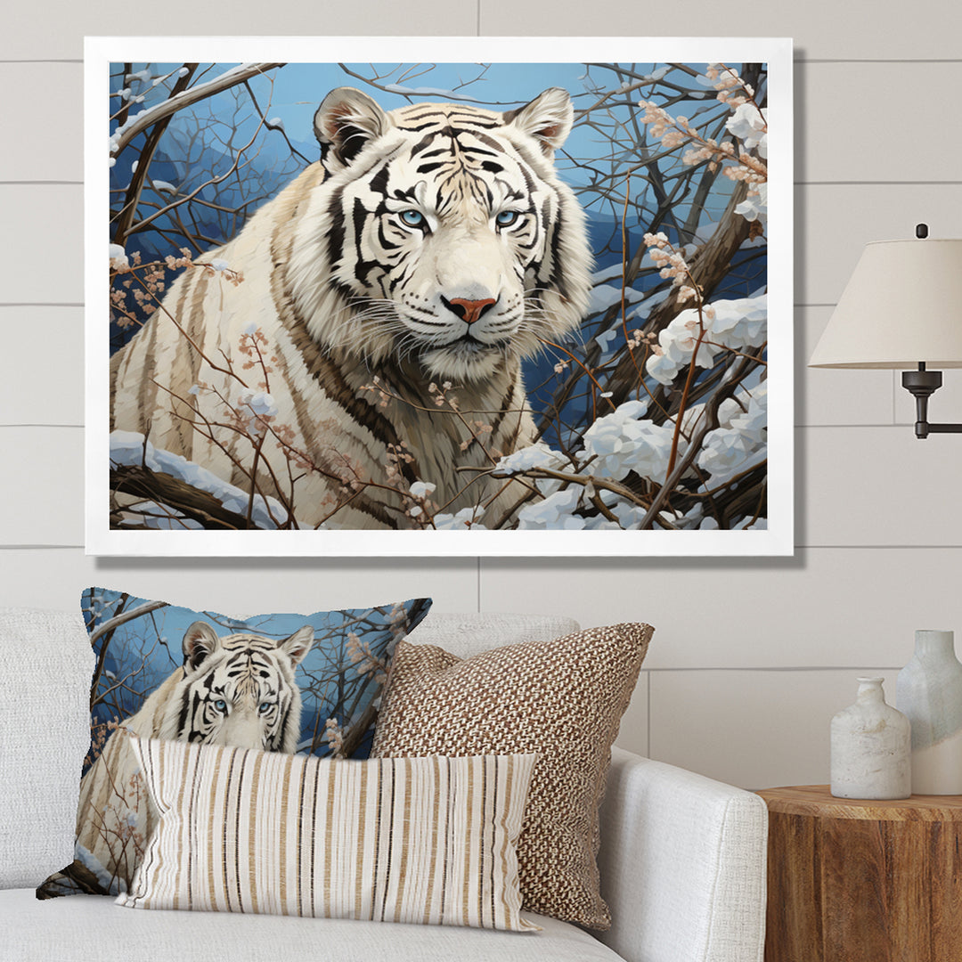 Snow Tiger Roaring Majesty Pastoral - Tiger Canvas Wall Art