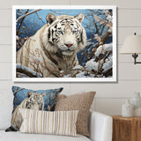 Snow Tiger Roaring Majesty Pastoral - Tiger Canvas Wall Art