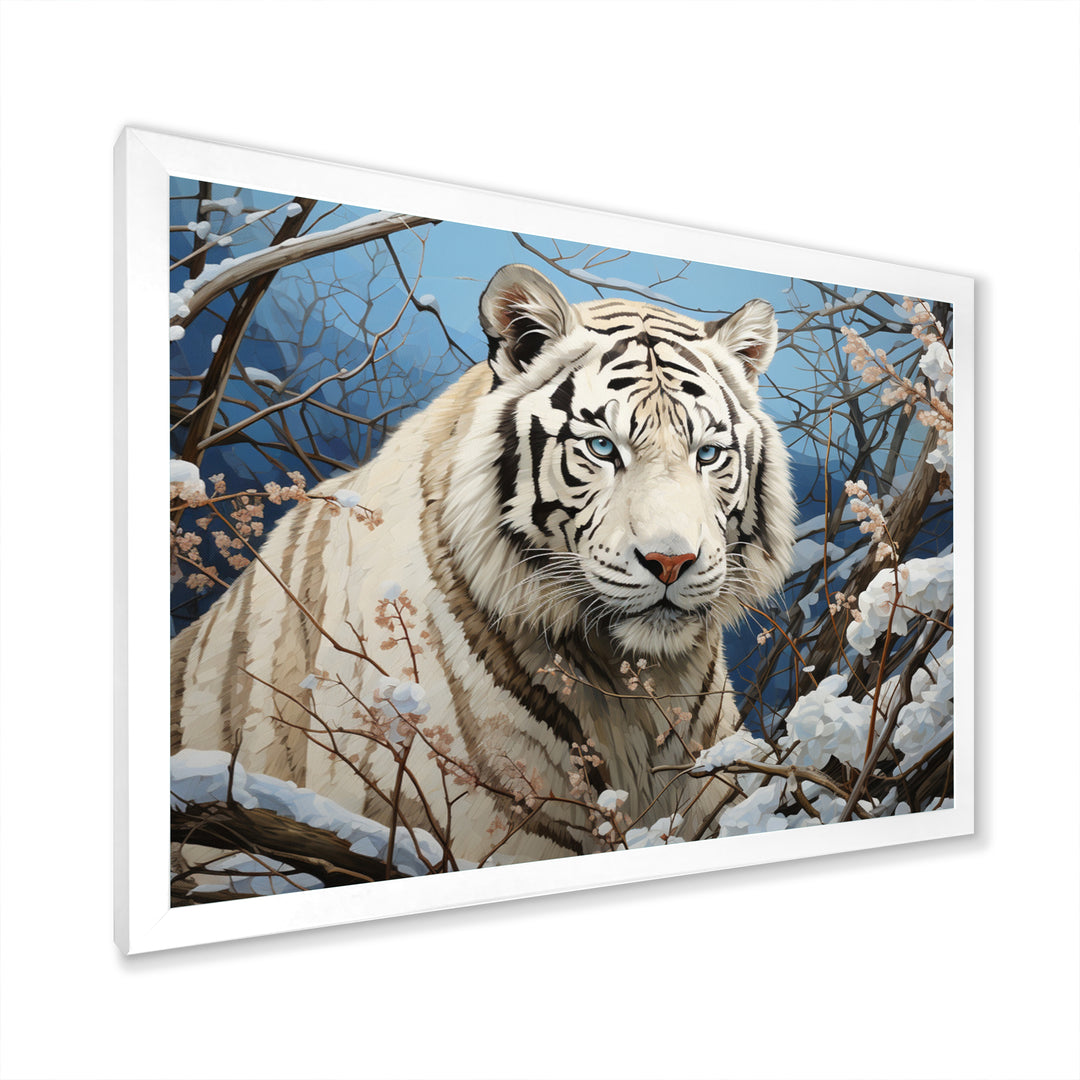 Snow Tiger Roaring Majesty Pastoral - Tiger Canvas Wall Art