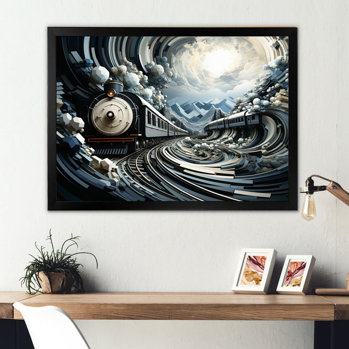 Train Geometric Momentum I - Train Canvas Wall Art
