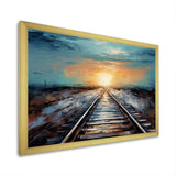 Peach Train Track Serene Railways - Train Canvas Wall Art