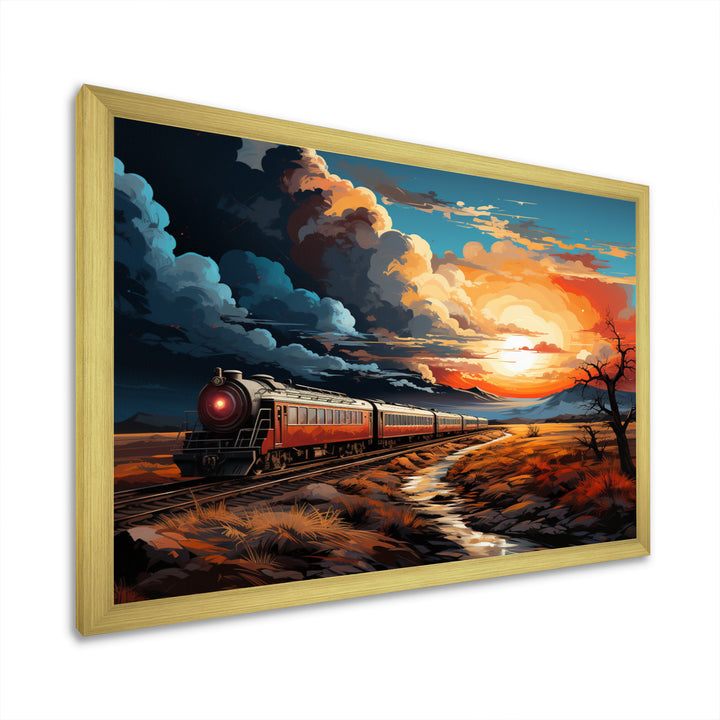 Train Sublime Sunset Landscapes - Train Canvas Wall Art