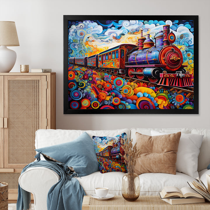 Abstract Train Whimsical Journey I - Train Canvas Wall Art