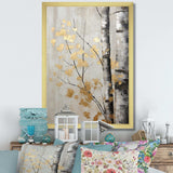 Tree Whispers Of Gray And Gold - Floral Canvas Wall Art