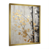 Tree Whispers Of Gray And Gold - Floral Canvas Wall Art