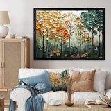 Orange Green Trees Canopy Patchwork I - Landscapes Canvas Wall Art