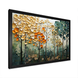 Orange Green Trees Canopy Patchwork I - Landscapes Canvas Wall Art