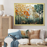 Orange Green Trees Canopy Patchwork I - Landscapes Canvas Wall Art