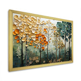 Orange Green Trees Canopy Patchwork I - Landscapes Canvas Wall Art