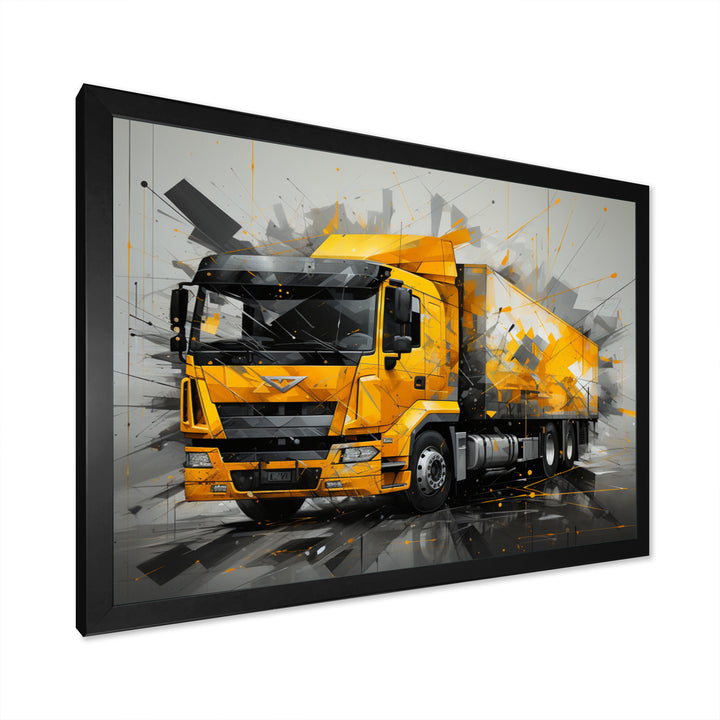Yellow Truck 53Ft Geometric Momentum I - Truck Canvas Wall Art