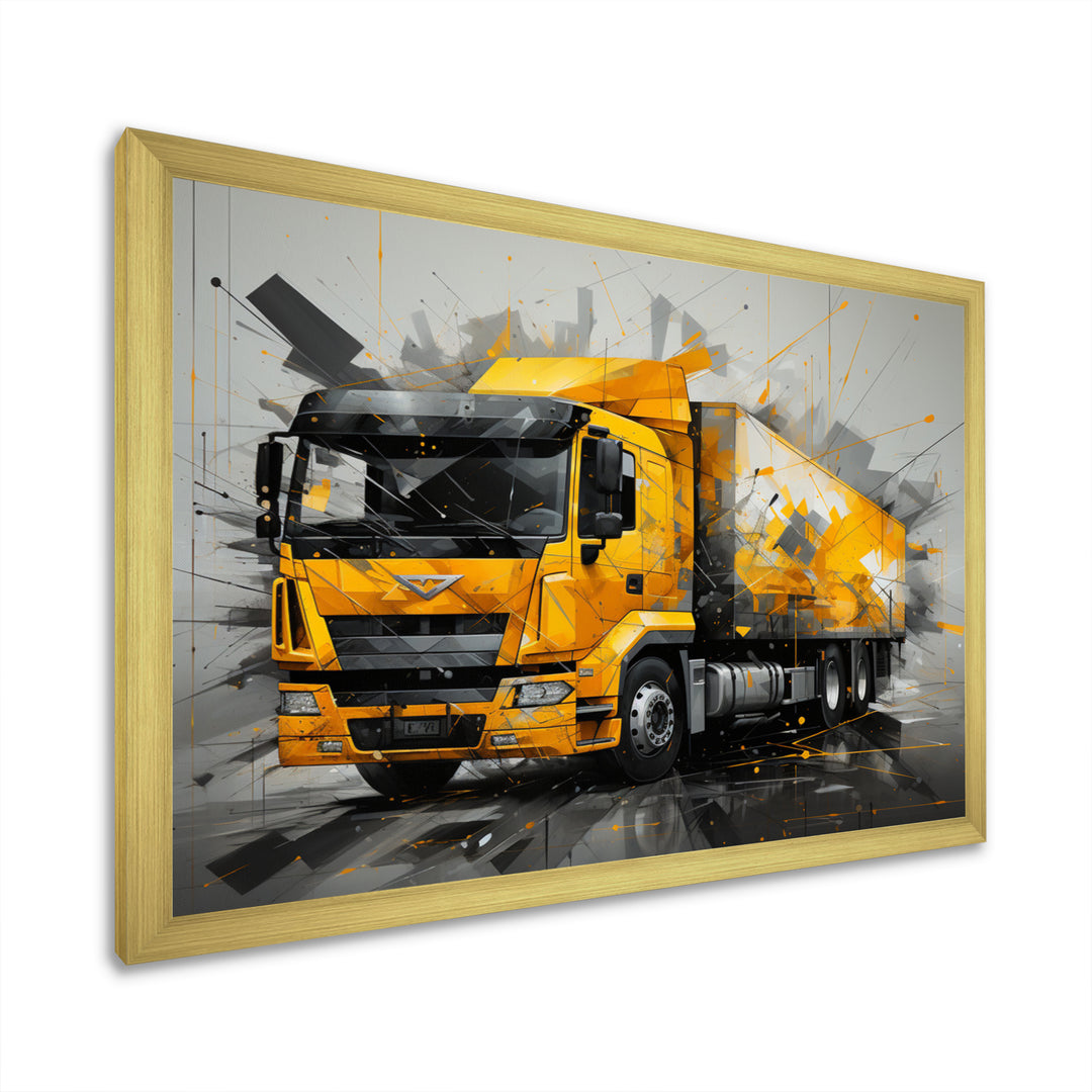 Yellow Truck 53Ft Geometric Momentum I - Truck Canvas Wall Art