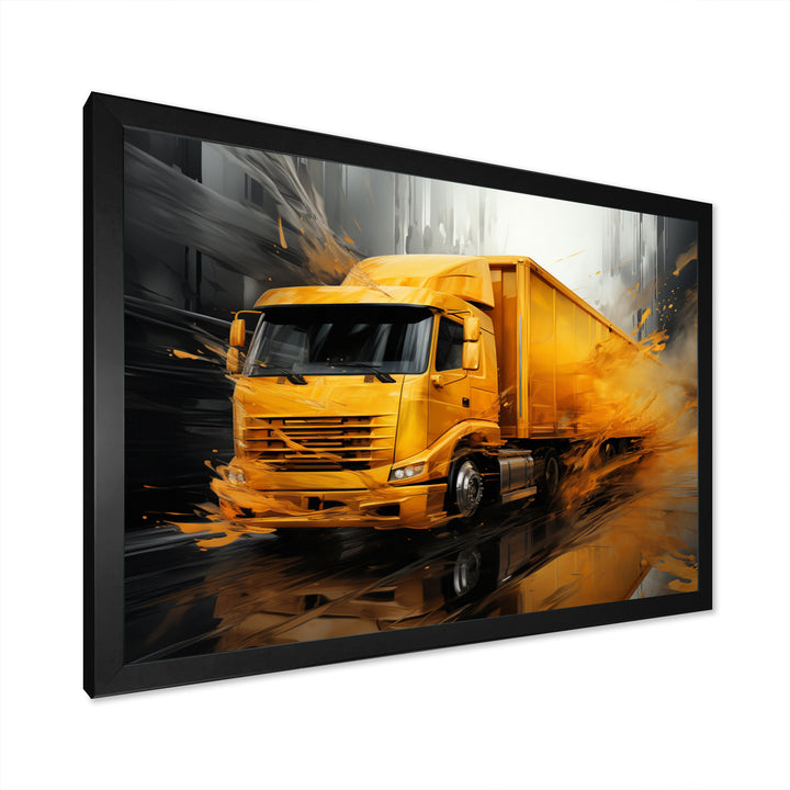 Yellow Truck 53Ft Translucent Rhythms - Truck Canvas Wall Art