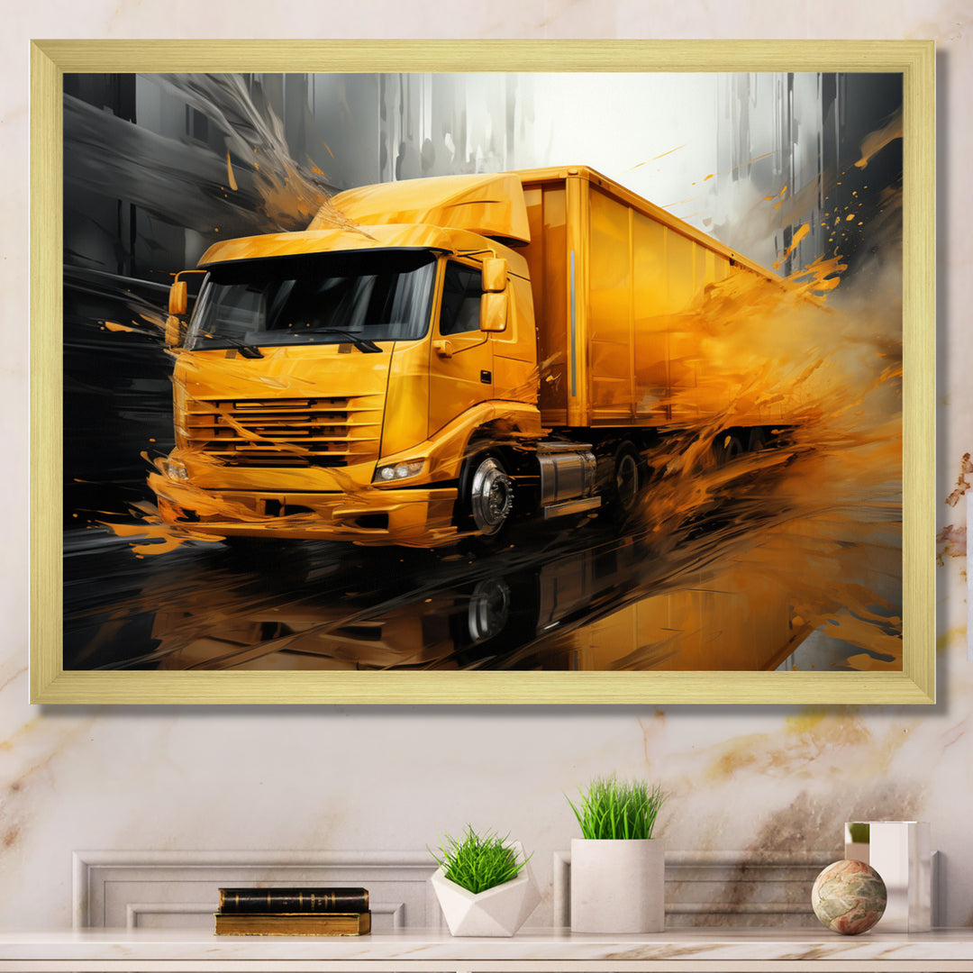 Yellow Truck 53Ft Translucent Rhythms - Truck Canvas Wall Art