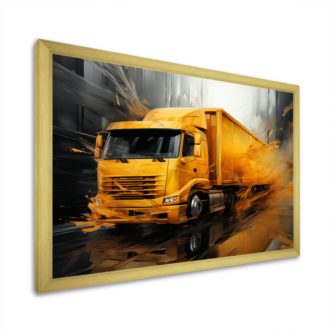 Yellow Truck 53Ft Translucent Rhythms - Truck Canvas Wall Art