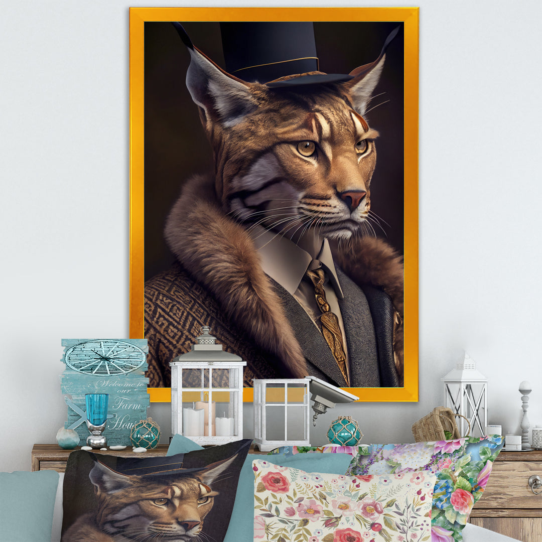 Stylish Cat In Fancy Fashion Design - Cat Large Canvas Wall Art