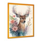 Cute Little Deer With Pink Flowers - Deer Canvas Wall Art