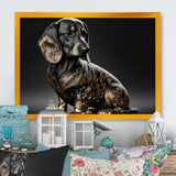 Royal Daschund Portrait - Black Dog Daschund Wall Art