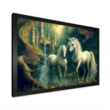Two Gracious Unicorn In Fantasy Landscape - White Horse Wall Art