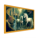 Two Gracious Unicorn In Fantasy Landscape - White Horse Wall Art