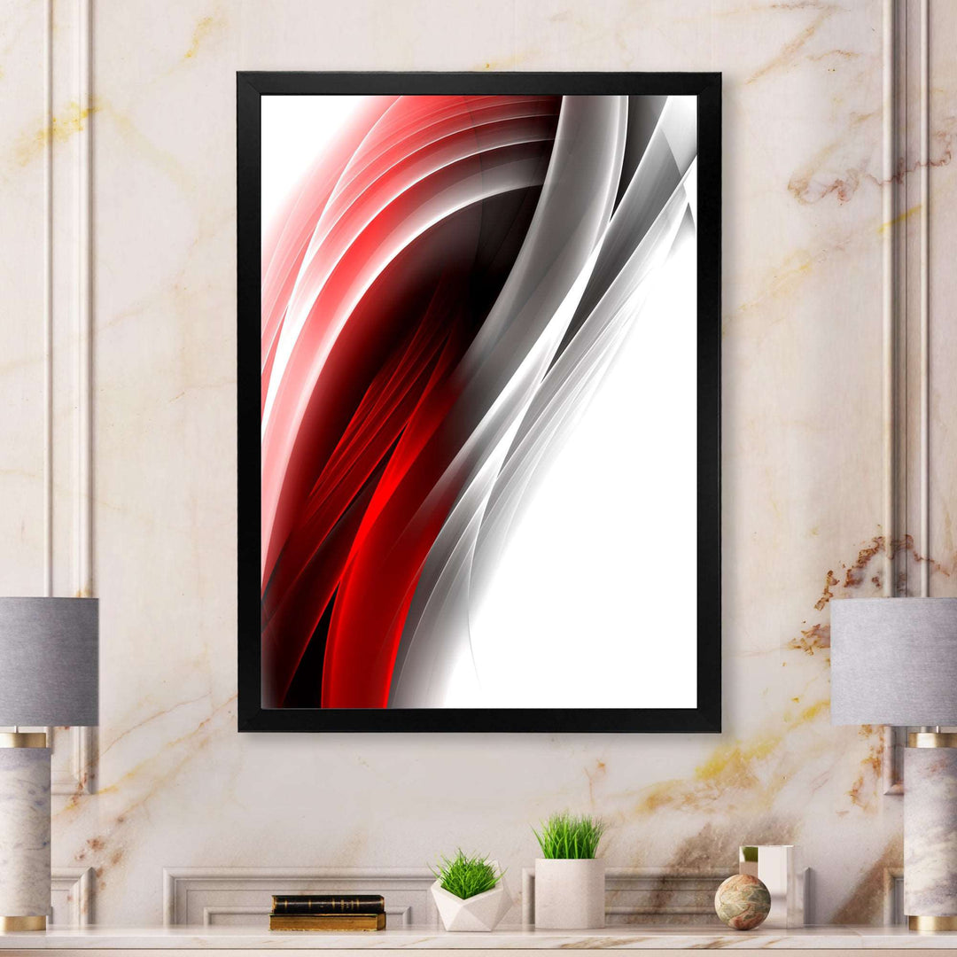 3D Pink Silver Vertical Lines Framed Print Vibrant Black - 1.5" Width