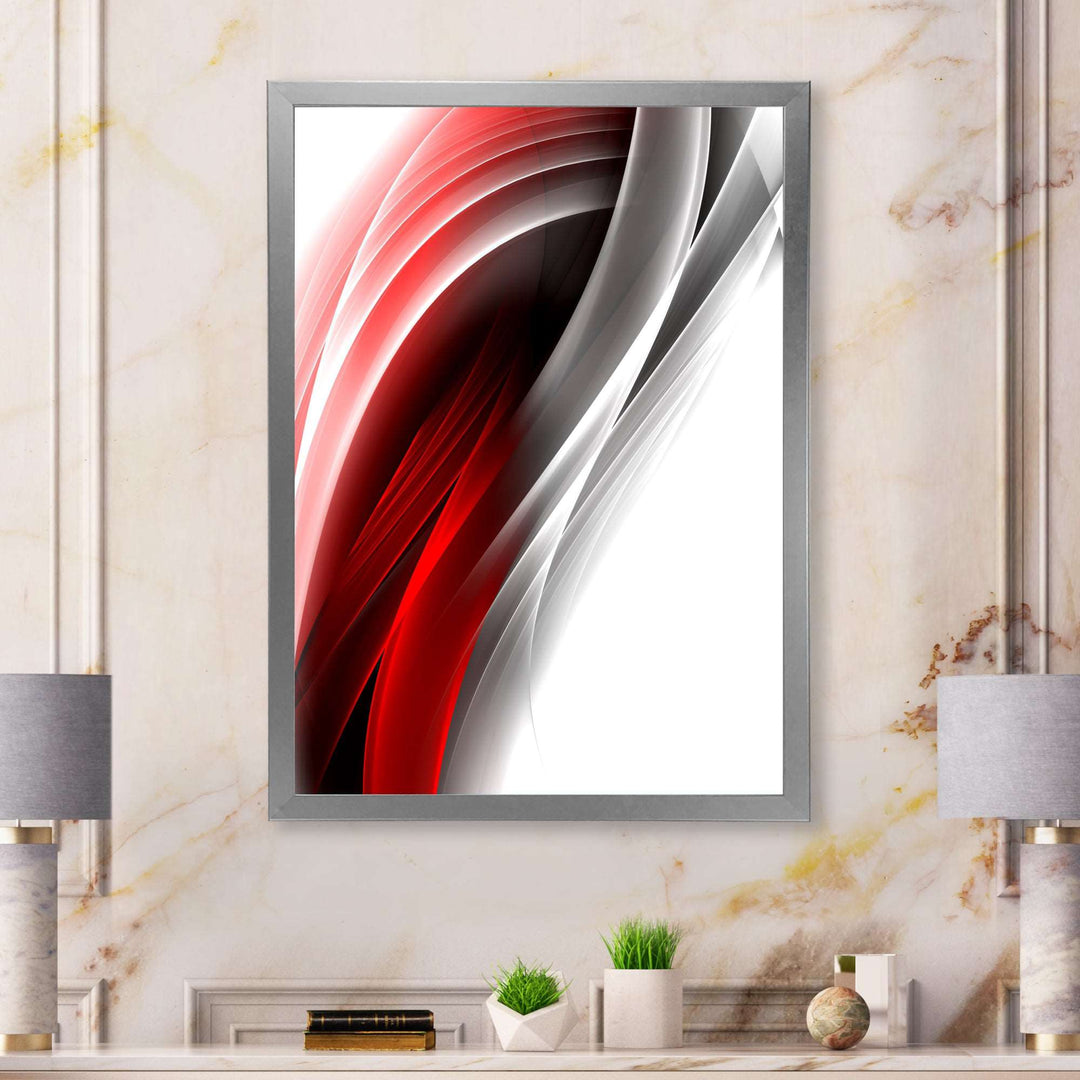 3D Pink Silver Vertical Lines Framed Print Matte White - 1.5" Width