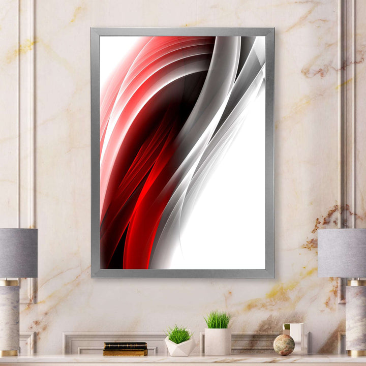 3D Pink Silver Vertical Lines Framed Print Matte White - 1.5" Width