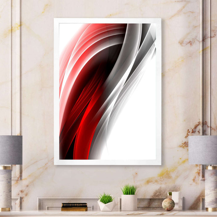 3D Pink Silver Vertical Lines Framed Print Matte White - 1.5" Width