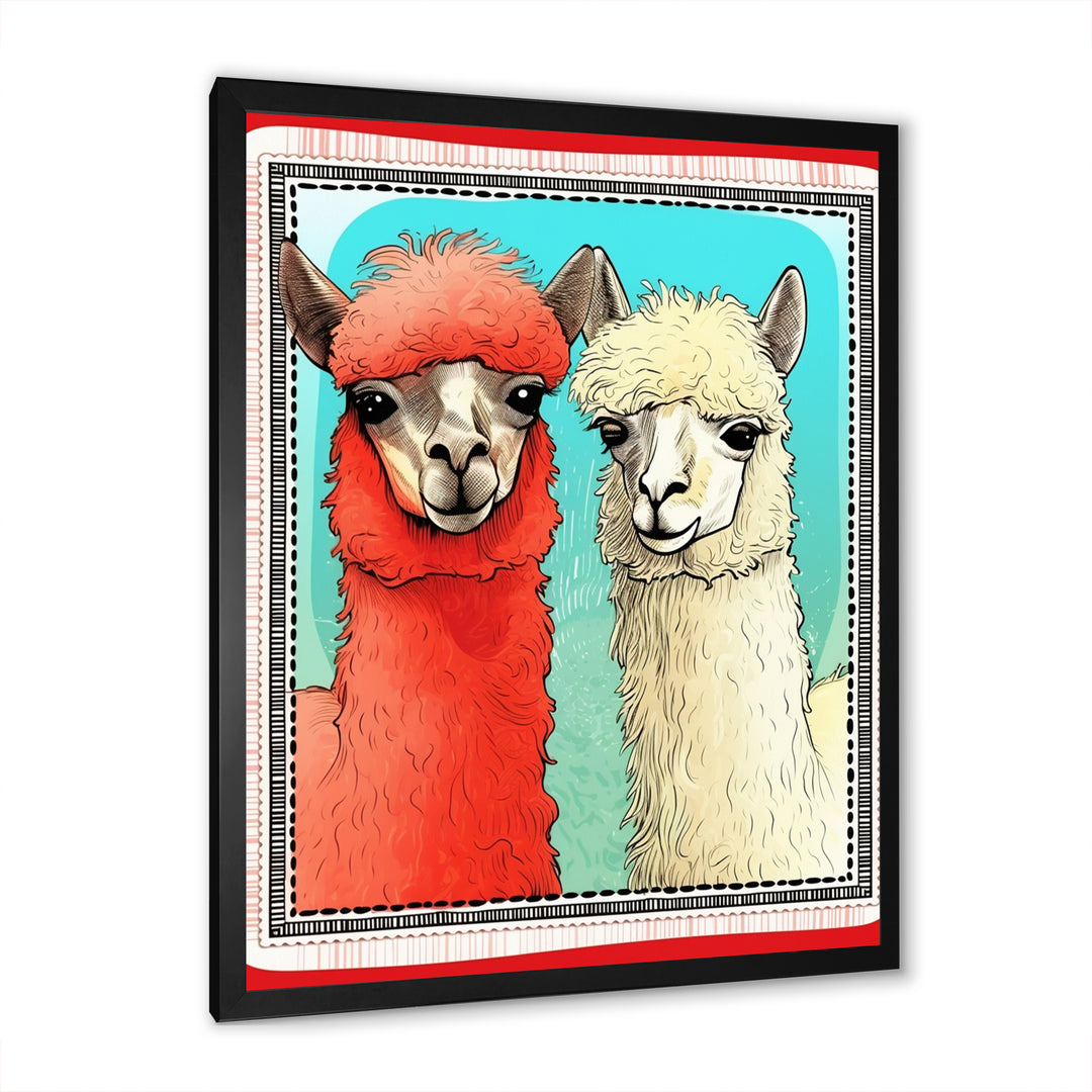 Stamp Retro Illustration Of Alpaca Portrait - Alpaca Home Decor Art