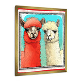 Stamp Retro Illustration Of Alpaca Portrait - Alpaca Home Decor Art
